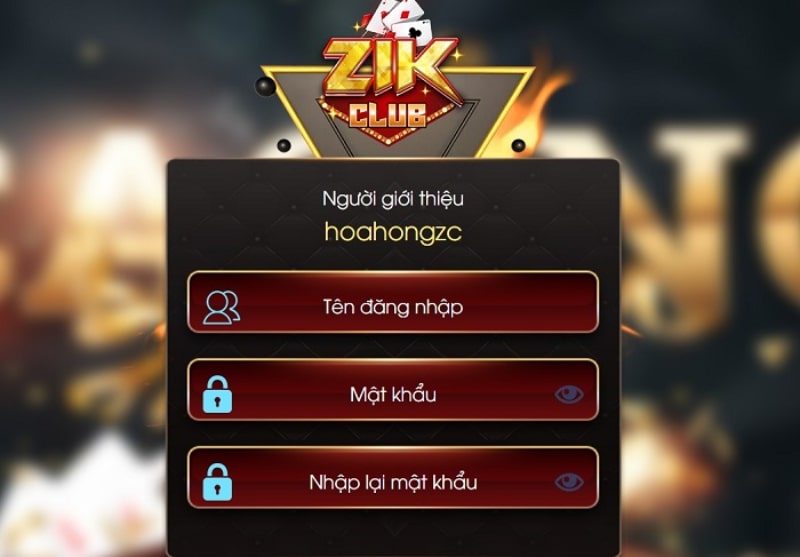Thao tác đăng nhập tài khoản Zik Club cực kỳ dễ dàng.