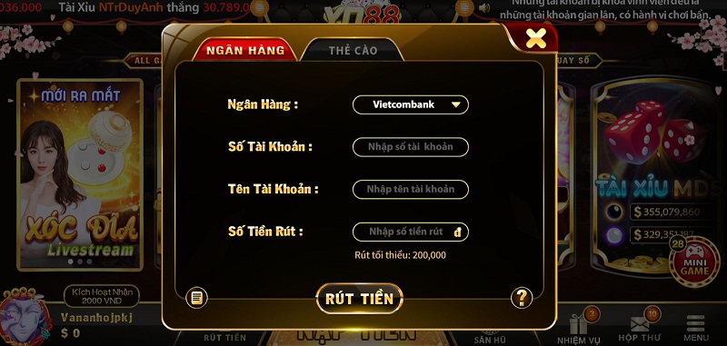 YO88 hỗ trợ đa dạng hình thức rút tiền